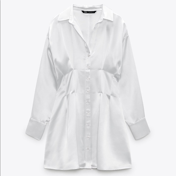 BNWT Zara Satin Effect Shirt Dress - Picture 4 of 4